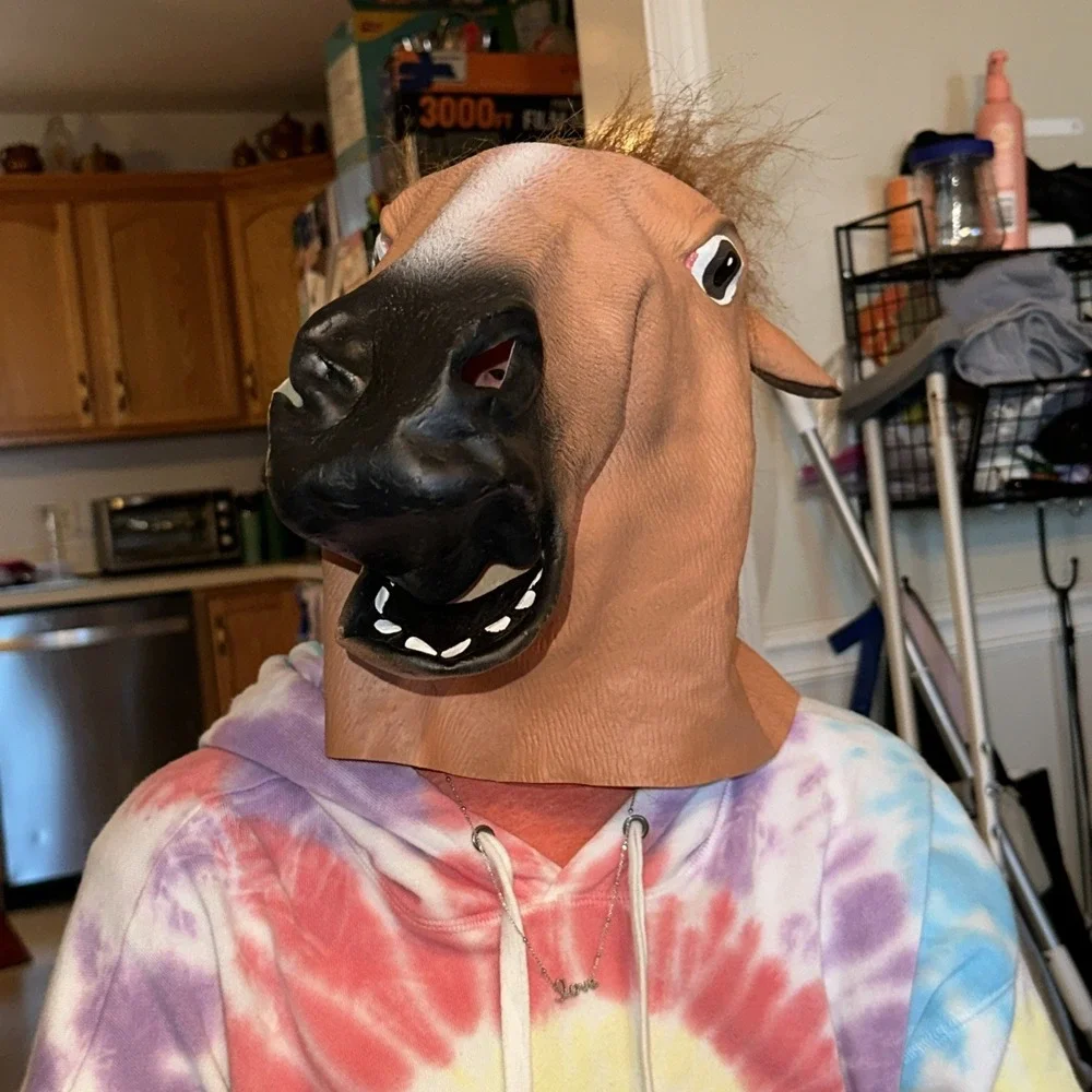Deluxe Quality Latex Horse Mask with Hair